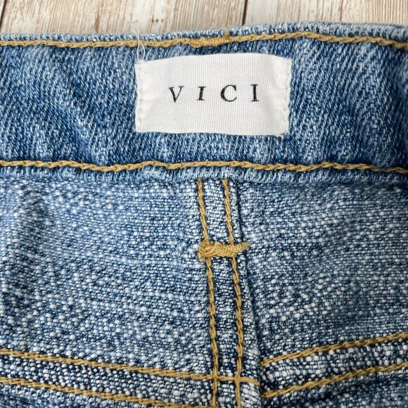 KANCAN Vici Womens 9 / 28 Distressed Fringe Stretch Hi-Rise Blue Denim Jeans EUC - Picture 4 of 6